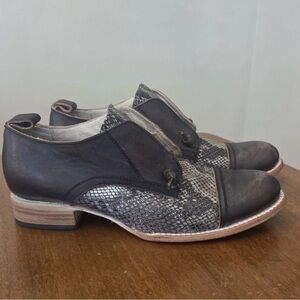 Freebird by Steven Black and Gray Leather Slip On Oxford Shoes Sz 12